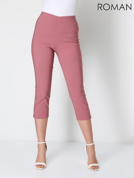 Roman Dark Pink Cropped Stretch Capri Trousers (Q56319) | €40