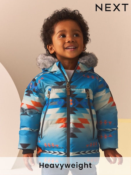 Blauw - Aztec Print Padded Jacket (3mths-7yrs) (Q56473) | € 37 - € 41