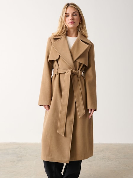 Pretty Lavish Brown Logan Felted Warp Trench (Q56511) | €56