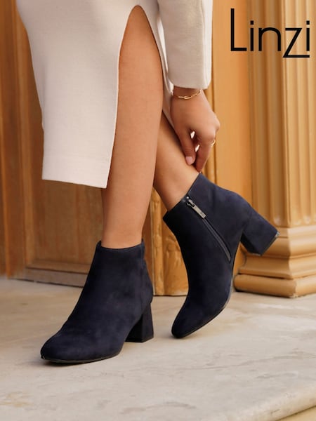Linzi Blue Verse Block Heeled Ankle Boots (Q56674) | R$ 375