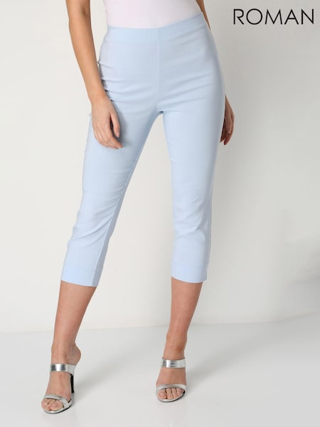 Roman Light Blue Cropped Stretch Capri Trousers (Q56891) | €40
