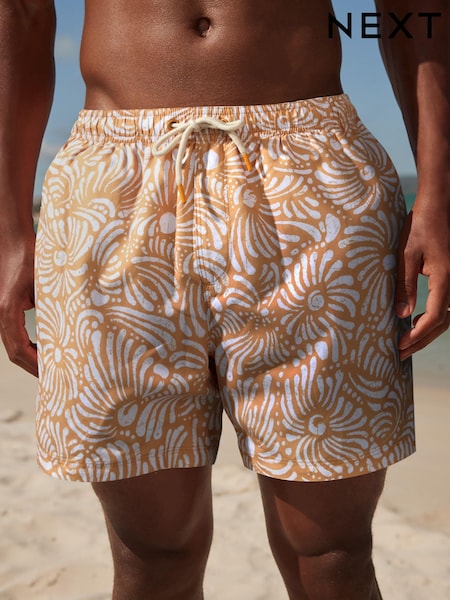 Orange Geo Tile Printed Swim Shorts (Q56913) | €4
