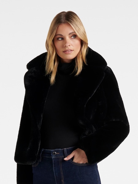 Forever New Black Alicia Faux Fur Coat (Q57197) | €70