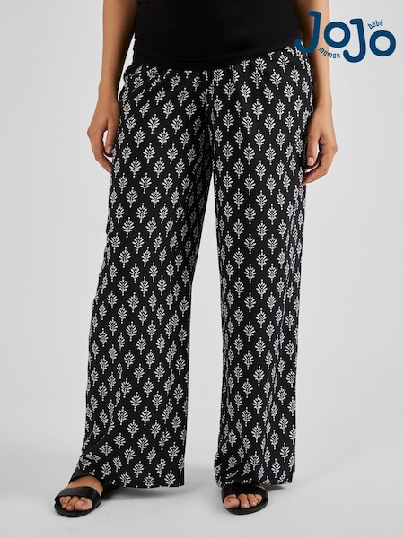 JoJo Maman Bébé Black Batik Maternity Wide Leg Trousers (Q57281) | €63