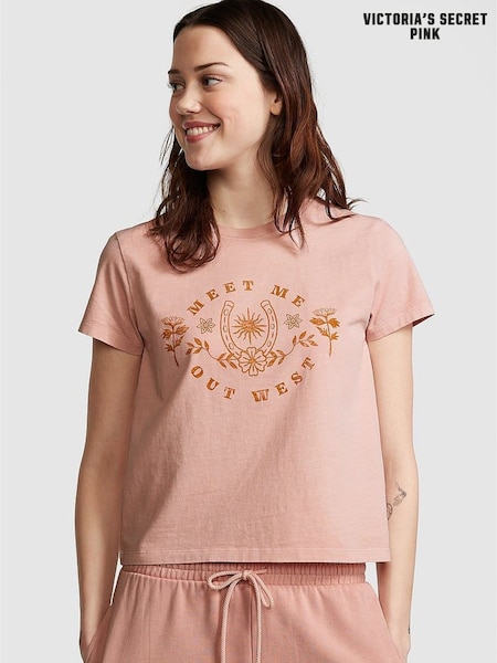 Victoria's Secret PINK Wanna Be Pink Short Sleeve Dreamer T-Shirt (Q57381) | €12
