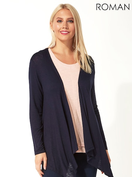 Roman Blue Waterfall Front Jersey Cardigan (Q57487) | ₪201