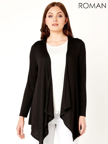 Roman Black Waterfall Front Jersey Cardigan (Q57524) | ₪201