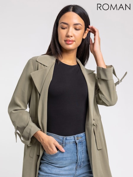 Groen - Roman - Lang jack met taillekoord (Q57561) | € 69