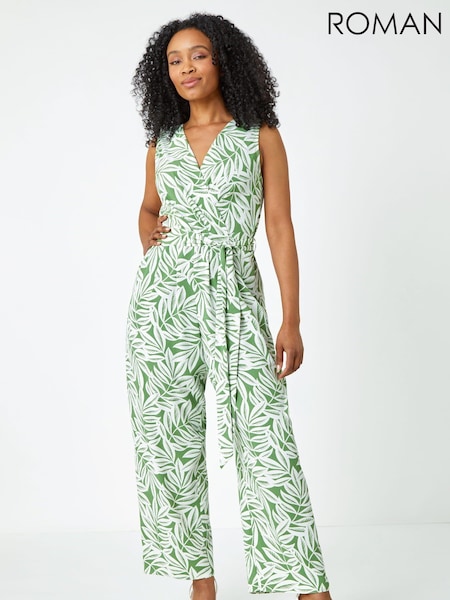 Roman Petite Sleeveless Leaf Print Jumpsuit (Q57781) | 69 €