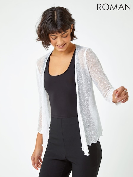 Roman White Textured Pointelle Detail Shrug (Q57849) | €50