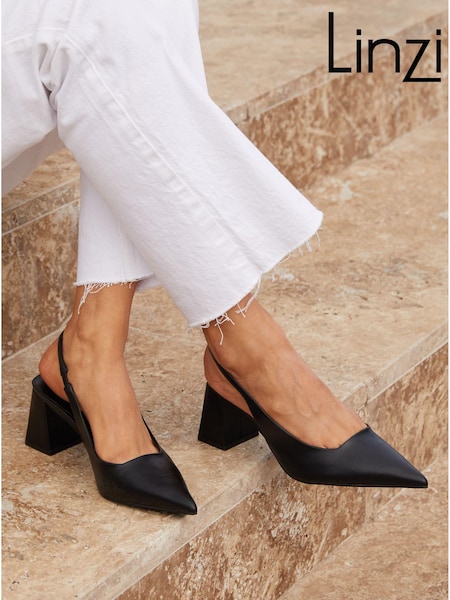 črna - Linzi Elizabeth Slingback Court Shoe With Block Heels (Q57881) | € 25