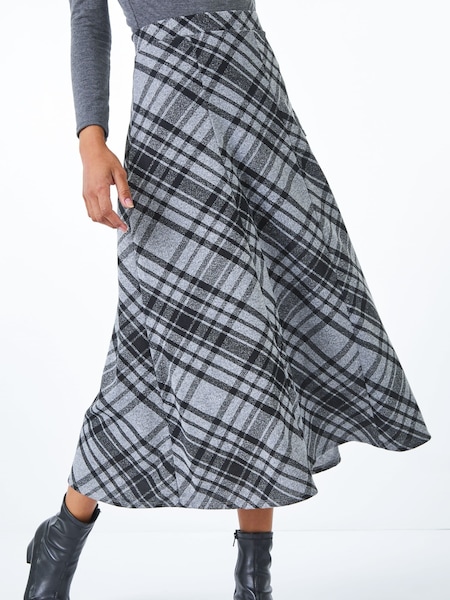 Roman Grey Tartan Checked Midi Skirt (Q57886) | €15.50