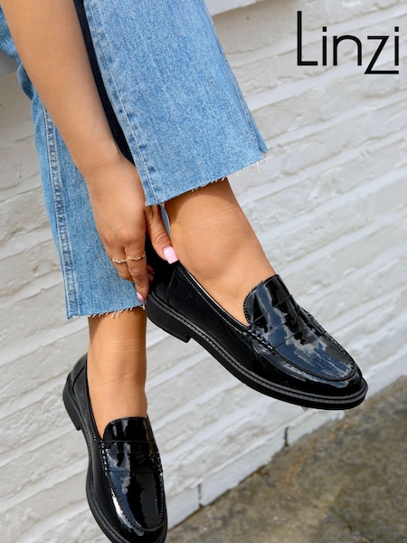 Linzi Black Finley Penny Loafers (Q57966) | €46