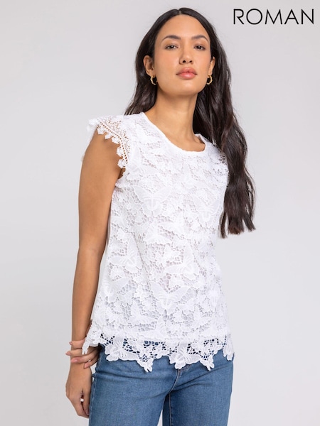 Roman Broderie Butterfly Overlay Detail Top (Q58331) | ‏201‏₪