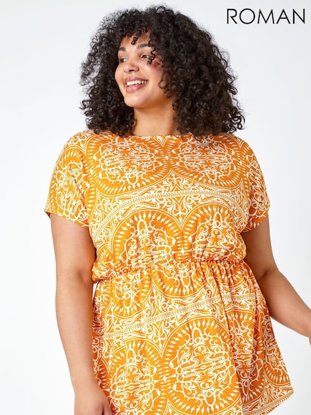 Roman White Curve Print Stretch Top (Q58507) | €40
