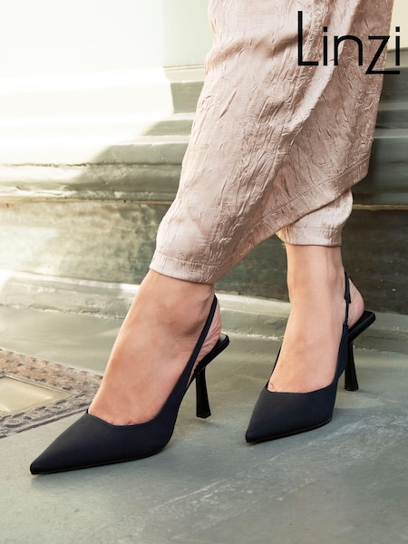 Linzi Black Matte Fling Slingback Court Style Heel Shoes (Q58604) | 168 QAR