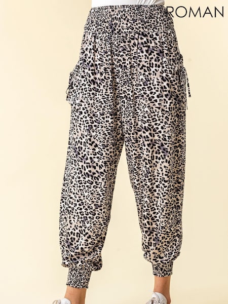 Roman Black Animal Print Hareem Lounge Joggers (Q58683) | R$ 385