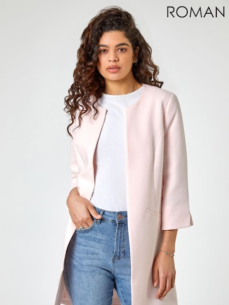 Roman Pink Textured Longline Jacket (Q58869) | €37