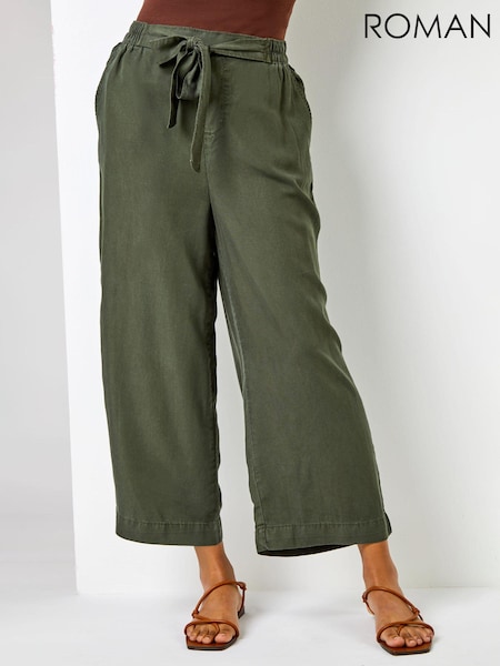 ירוק - Roman Tie Waist Culottes (Q58977) | ‏201‏₪