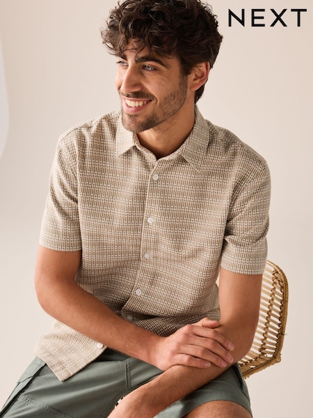 Green Textured Short Sleeve Shirt (Q59765) | €6