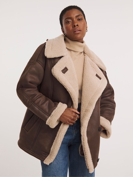 JD Williams Brown Relaxed Aviator Jacket (Q59790) | €46