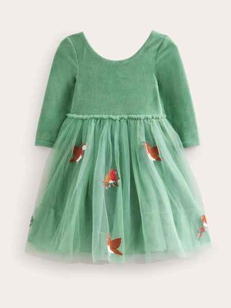 Boden Green Applique Velvet Tulle Dress (Q59812) | €17 - €18