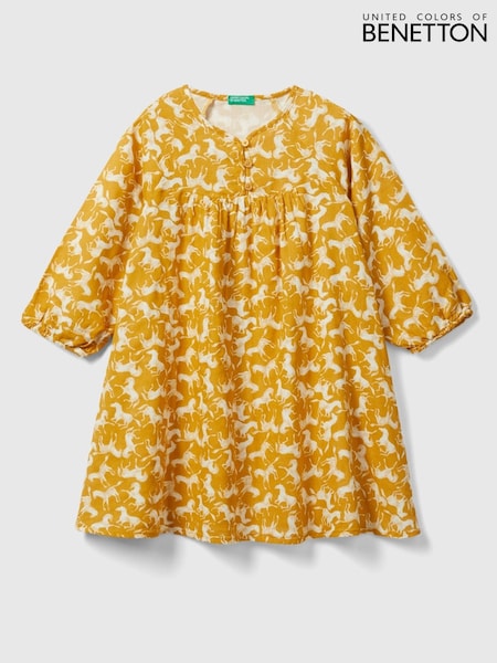Benetton Girls Yellow Cotton Dress (Q59926) | AED55