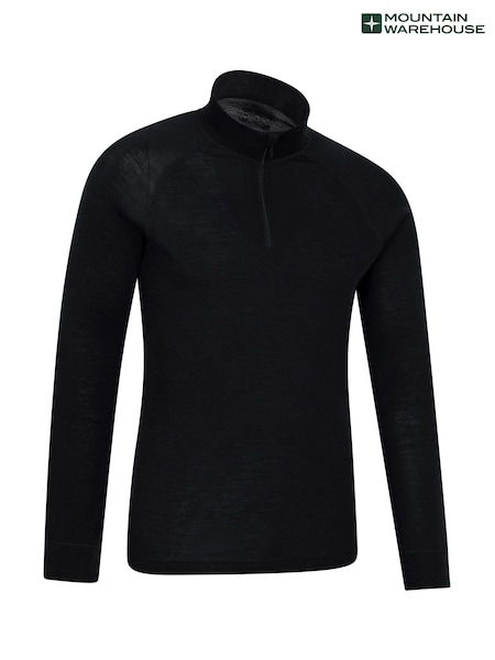 Schwarz - Mountain Warehouse Mens Merino Quarter Zip Thermal Top (Q60424) | 74 €