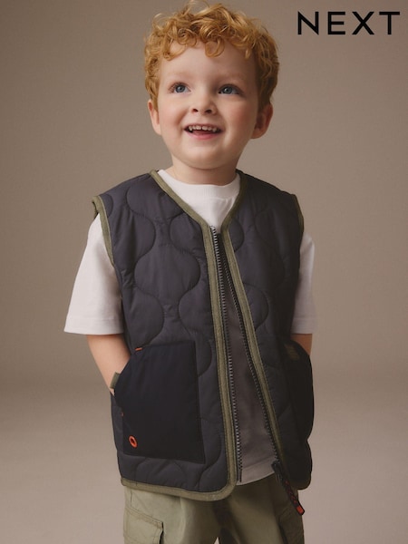 Γκρι ανθρακί - Onion Quilt Gilet (3mths-7yrs) (Q60439) | € 32 - € 39