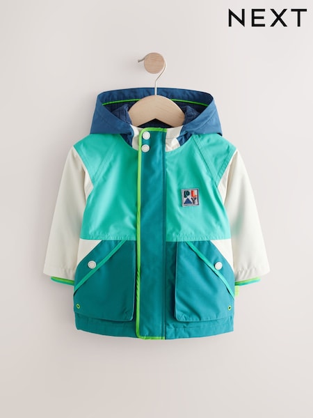 Mineral Green Fleece Lined Waterproof Coat (3mths-7yrs) (Q60459) | R$ 275 - R$ 315