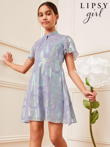 Lipsy Shimmer Twist Neck Occasion Dress (5-16yrs) (Q60460) | 238 LEI - 277 LEI