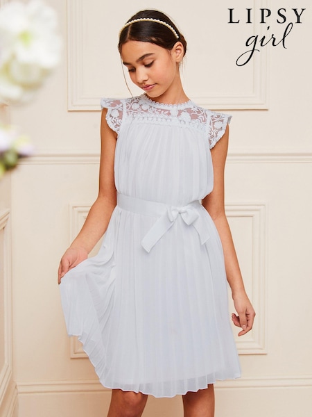 Sininen - Lipsy Lace Yolk Pleated Occasion Dress (Q60484) | €51 - €60