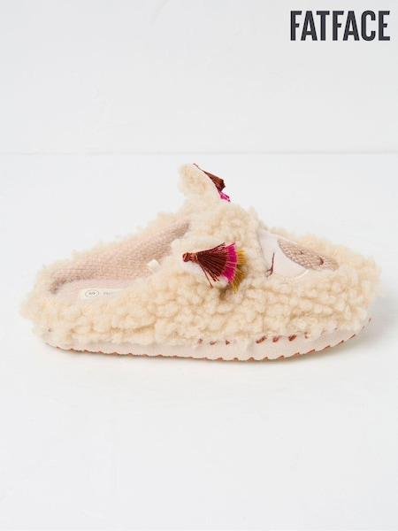 FatFace Lila Ivory Llama Slippers (Q60493) | €25