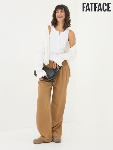 FatFace Dark Natural Ginger Wide Leg Drape Trousers (Q60521) | €46