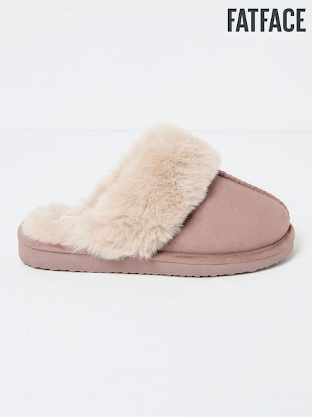 FatFace Kaia Dark Natural Faux Fur Cuff Mules (Q60527) | €25