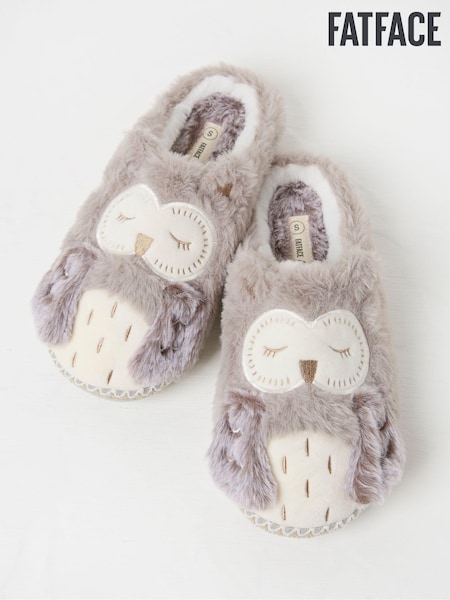 FatFace Ophelia Light Grey Ophelia Owl Slippers (Q60548) | €25