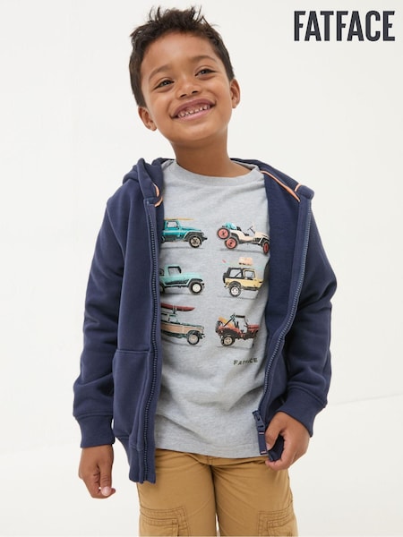 FatFace Navy Blue Adventure Zip Through Hoodie (Q60554) | €18