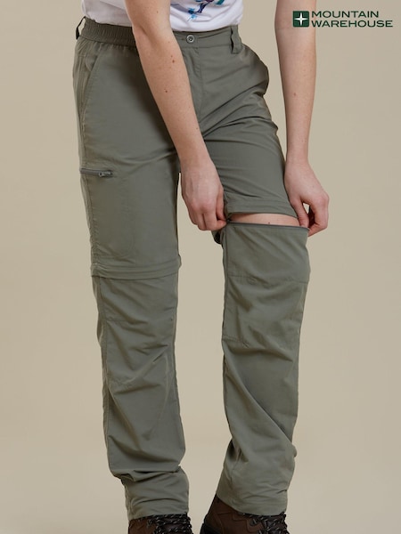 Mountain Warehouse Grey Hiker Stretch Womens Zip-Off Convertible Walking Trousers (Q60629) | €74