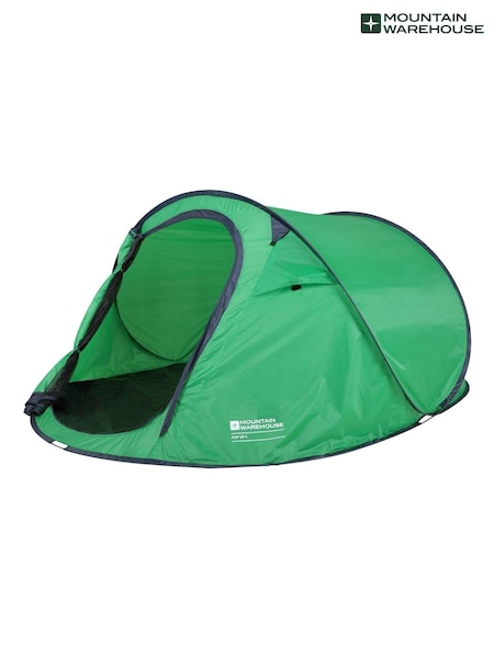 Mountain Warehouse Green Pop Up Double Skin 3 Man Camping Tent (Q60645) | €132