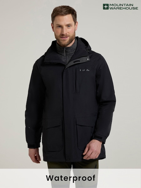 Mountain Warehouse Black Mens Glacier II Extreme Waterproof Long Jacket (Q60747) | €127