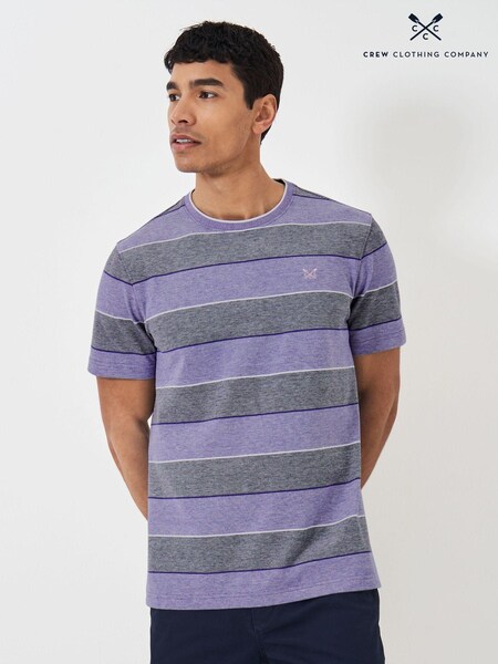 Crew Clothing 100% Cotton Oxford Yarn Dye Stripe Pique T-Shirt (Q60812) | €19