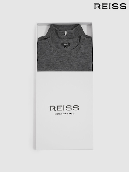 Reiss Derby Grey Marl Merino Mixer 2 Pack Pack of Two Merino Wool Jumpers (Q60912) | €258