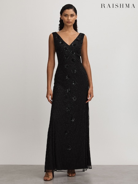 Raishma Embellished Mesh Black Maxi Dress (Q60913) | 51,068 UAH
