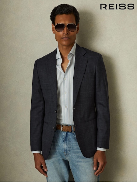 Reiss Grace Single-breasted Wool Blend Blazer In Prince Of Wales Check (Q60916) | €469
