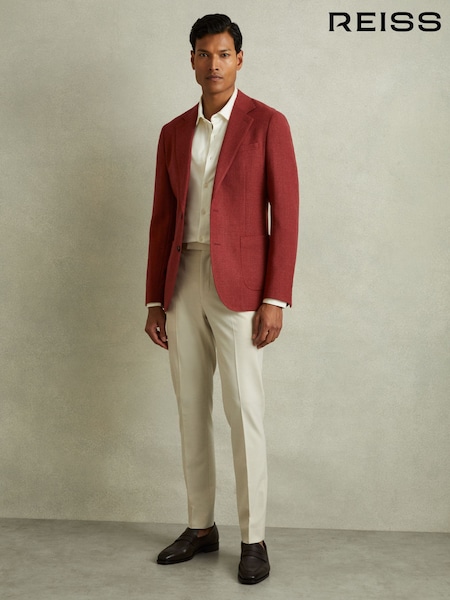 Reiss Rust Red Attire Single-Breasted Wool Blend Blazer Slim Fit (Q60924) | €169