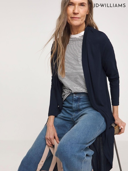 JD Williams Blue Longline Jersey Pocket Cardigan (Q60942) | €31