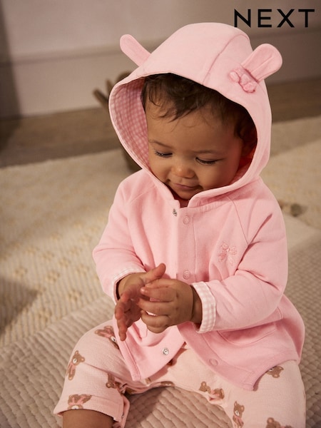 Pink Baby Hooded 100% Cotton Jacket (0mths-2yrs) (Q61156) | €18 - €21