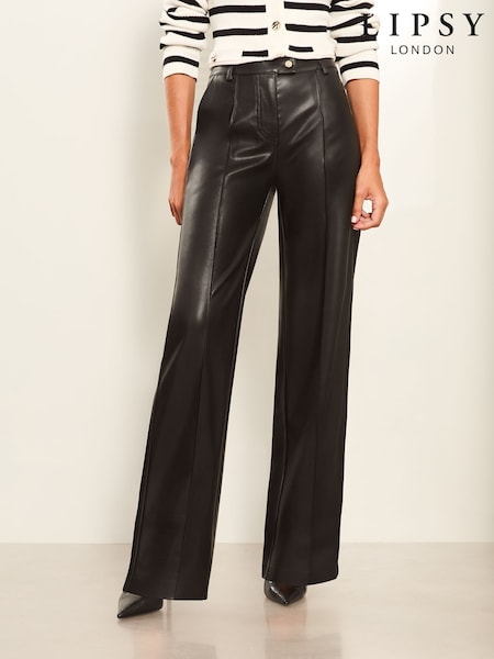 Lipsy Black Faux Leather Tailored Wide Trousers (Q61179) | €27