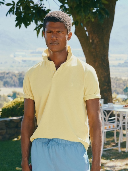 Joules Woody Yellow Cotton Pique Polo Shirt (Q61246) | R$ 295