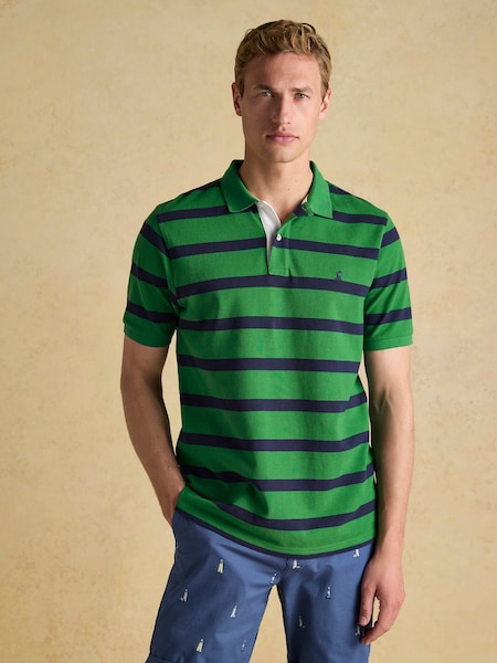 Joules Woody Green Stripe Cotton Pique Polo Shirt (Q61251) | €41.95